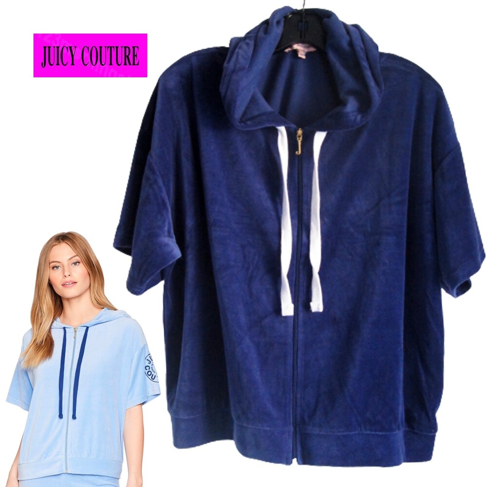 JUICY COUTURE NEW Y2K CIRCLE STAR LOGO Twilight Velour Batwing Hoodie Jacket L